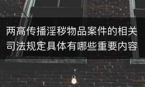 两高传播淫秽物品案件的相关司法规定具体有哪些重要内容