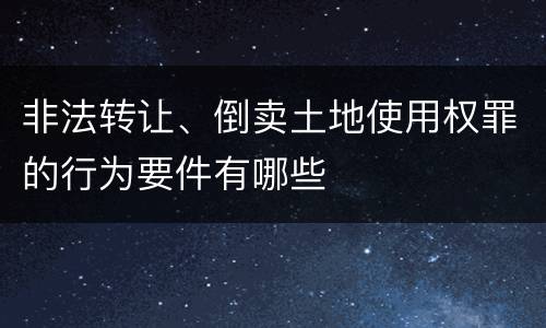 非法转让、倒卖土地使用权罪的行为要件有哪些