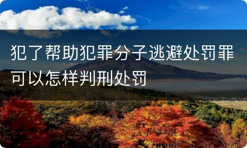 犯了帮助犯罪分子逃避处罚罪可以怎样判刑处罚