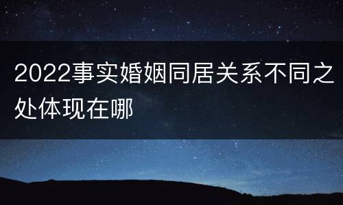 2022事实婚姻同居关系不同之处体现在哪