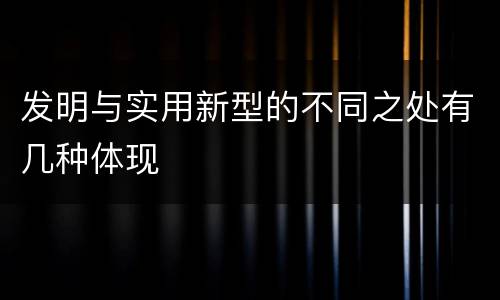 发明与实用新型的不同之处有几种体现
