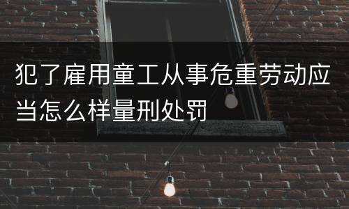 犯了雇用童工从事危重劳动应当怎么样量刑处罚