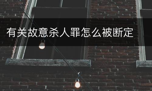 有关故意杀人罪怎么被断定