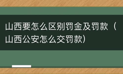 山西要怎么区别罚金及罚款（山西公安怎么交罚款）