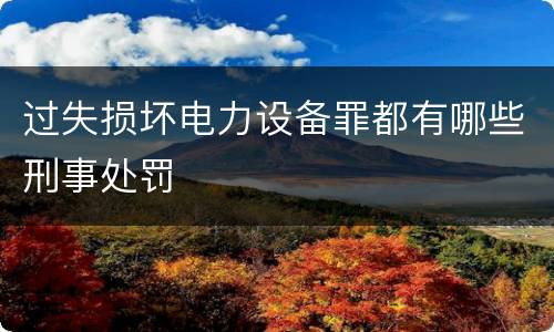 过失损坏电力设备罪都有哪些刑事处罚