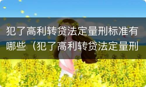 犯了高利转贷法定量刑标准有哪些（犯了高利转贷法定量刑标准有哪些影响）