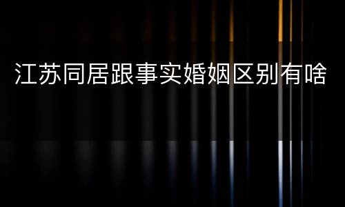 江苏同居跟事实婚姻区别有啥