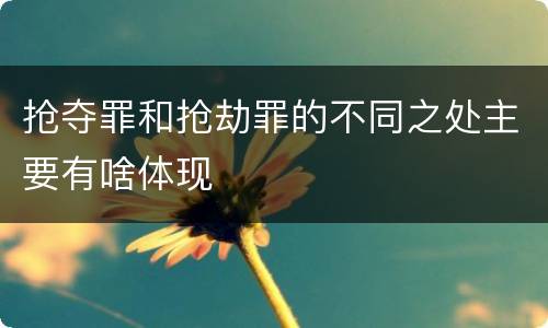 抢夺罪和抢劫罪的不同之处主要有啥体现