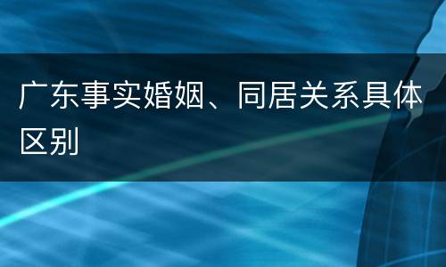 广东事实婚姻、同居关系具体区别
