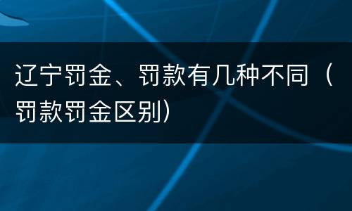 辽宁罚金、罚款有几种不同（罚款罚金区别）