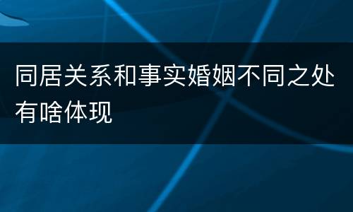 同居关系和事实婚姻不同之处有啥体现