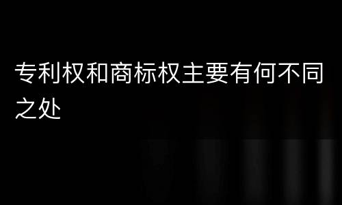 专利权和商标权主要有何不同之处