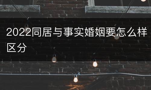 2022同居与事实婚姻要怎么样区分