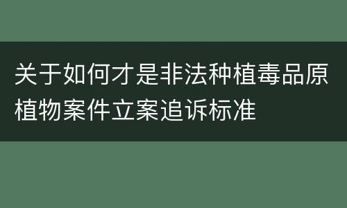 关于如何才是非法种植毒品原植物案件立案追诉标准