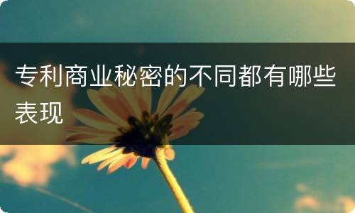 专利商业秘密的不同都有哪些表现