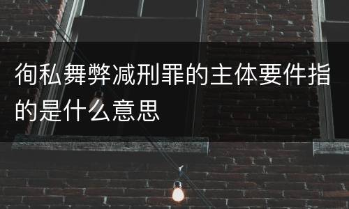 徇私舞弊减刑罪的主体要件指的是什么意思