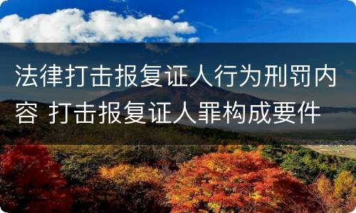 法律打击报复证人行为刑罚内容 打击报复证人罪构成要件