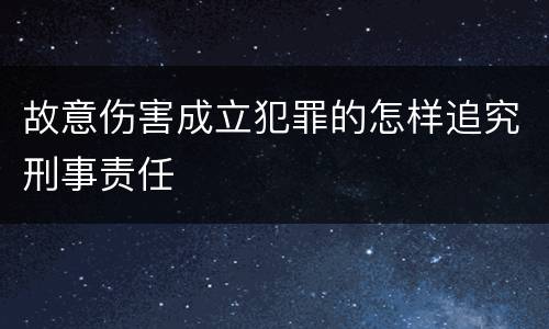 故意伤害成立犯罪的怎样追究刑事责任