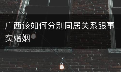 广西该如何分别同居关系跟事实婚姻