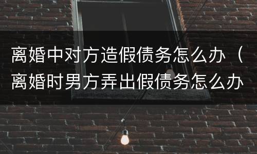 离婚中对方造假债务怎么办（离婚时男方弄出假债务怎么办）