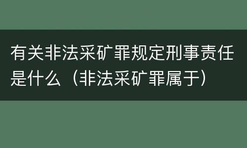 有关非法采矿罪规定刑事责任是什么（非法采矿罪属于）
