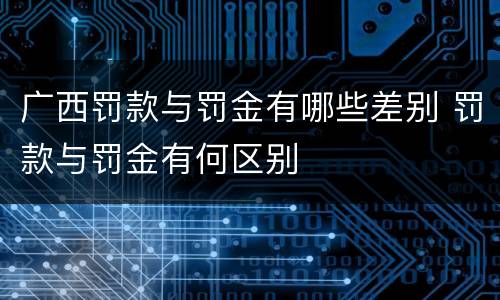 广西罚款与罚金有哪些差别 罚款与罚金有何区别