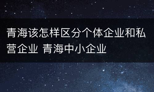 青海该怎样区分个体企业和私营企业 青海中小企业