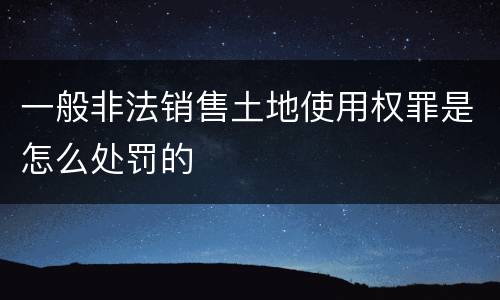 一般非法销售土地使用权罪是怎么处罚的