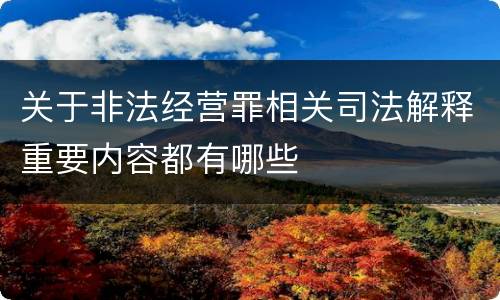 关于非法经营罪相关司法解释重要内容都有哪些