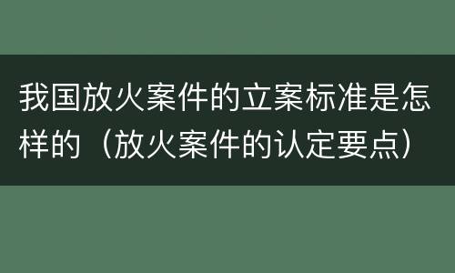 我国放火案件的立案标准是怎样的（放火案件的认定要点）