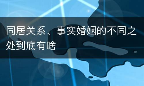 同居关系、事实婚姻的不同之处到底有啥