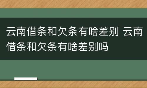 云南借条和欠条有啥差别 云南借条和欠条有啥差别吗