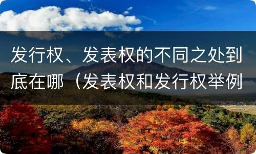 发行权、发表权的不同之处到底在哪（发表权和发行权举例）