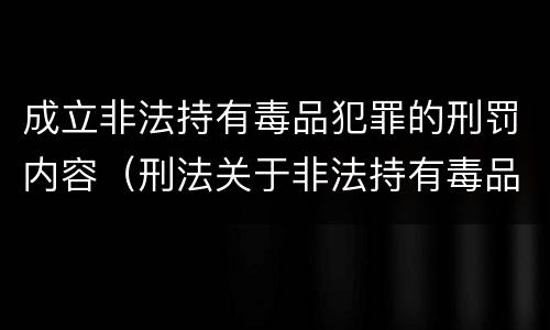 成立非法持有毒品犯罪的刑罚内容（刑法关于非法持有毒品罪的规定）