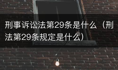 刑事诉讼法第29条是什么（刑法第29条规定是什么）
