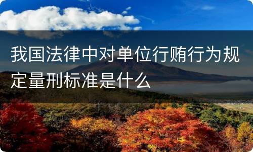 我国法律中对单位行贿行为规定量刑标准是什么