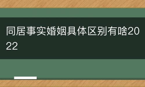 同居事实婚姻具体区别有啥2022