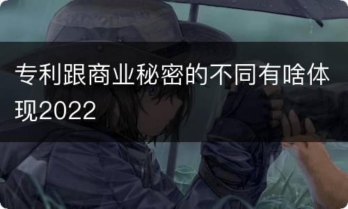 专利跟商业秘密的不同有啥体现2022
