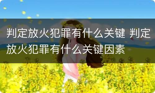 判定放火犯罪有什么关键 判定放火犯罪有什么关键因素