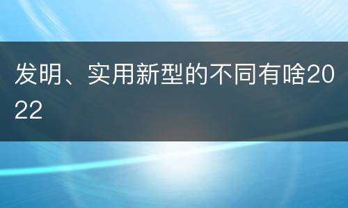 发明、实用新型的不同有啥2022
