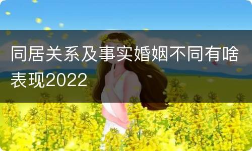 同居关系及事实婚姻不同有啥表现2022