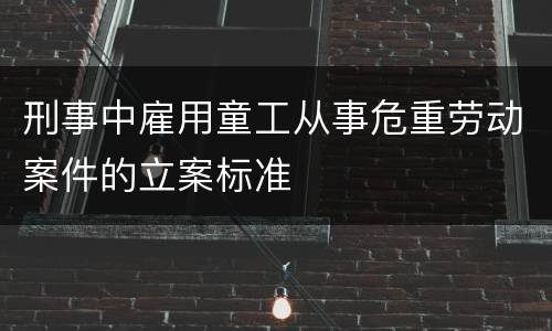 刑事中雇用童工从事危重劳动案件的立案标准