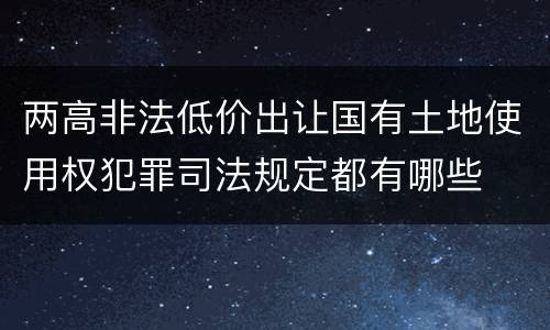 两高非法低价出让国有土地使用权犯罪司法规定都有哪些