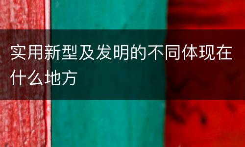 实用新型及发明的不同体现在什么地方
