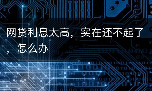 网贷利息太高，实在还不起了，怎么办