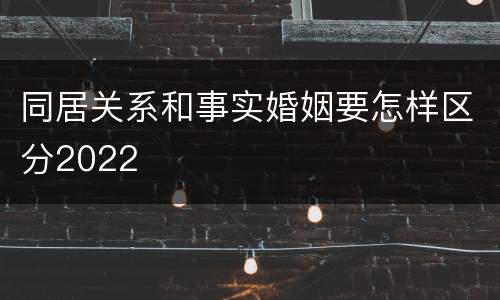 同居关系和事实婚姻要怎样区分2022