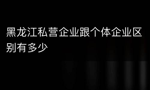 黑龙江私营企业跟个体企业区别有多少