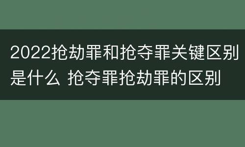 2022抢劫罪和抢夺罪关键区别是什么 抢夺罪抢劫罪的区别