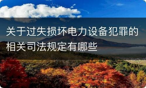 关于过失损坏电力设备犯罪的相关司法规定有哪些