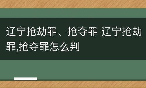 辽宁抢劫罪、抢夺罪 辽宁抢劫罪,抢夺罪怎么判